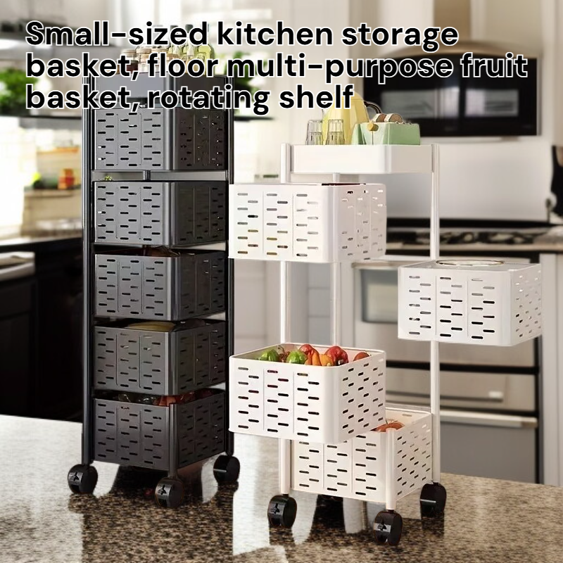 Small Kitchen Multi-use Storage Basket Rotatable Fruit & Vegetable Bin