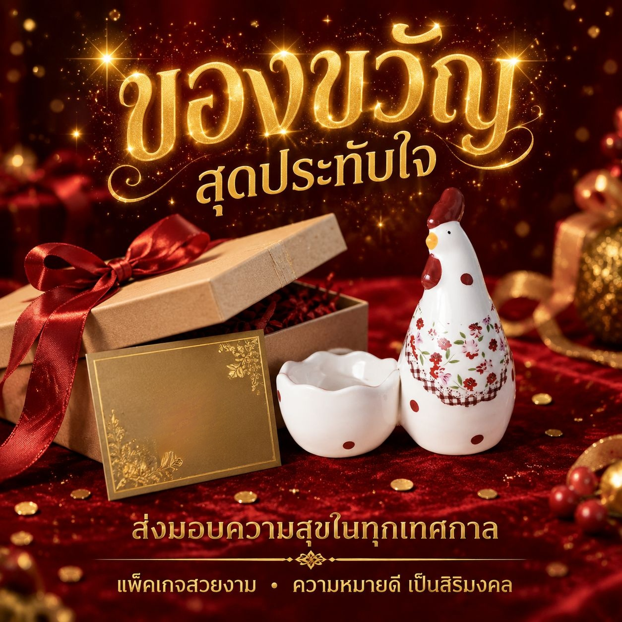 ถ้วยไข่เซรามิคลายไก่แดงสุดสร้างสรรค์ ยี่ห้อเฟิง