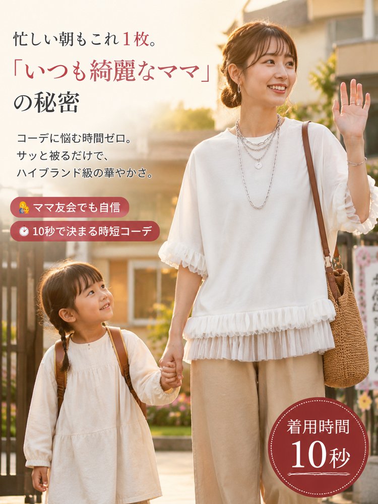 花モチーフフリルトップス