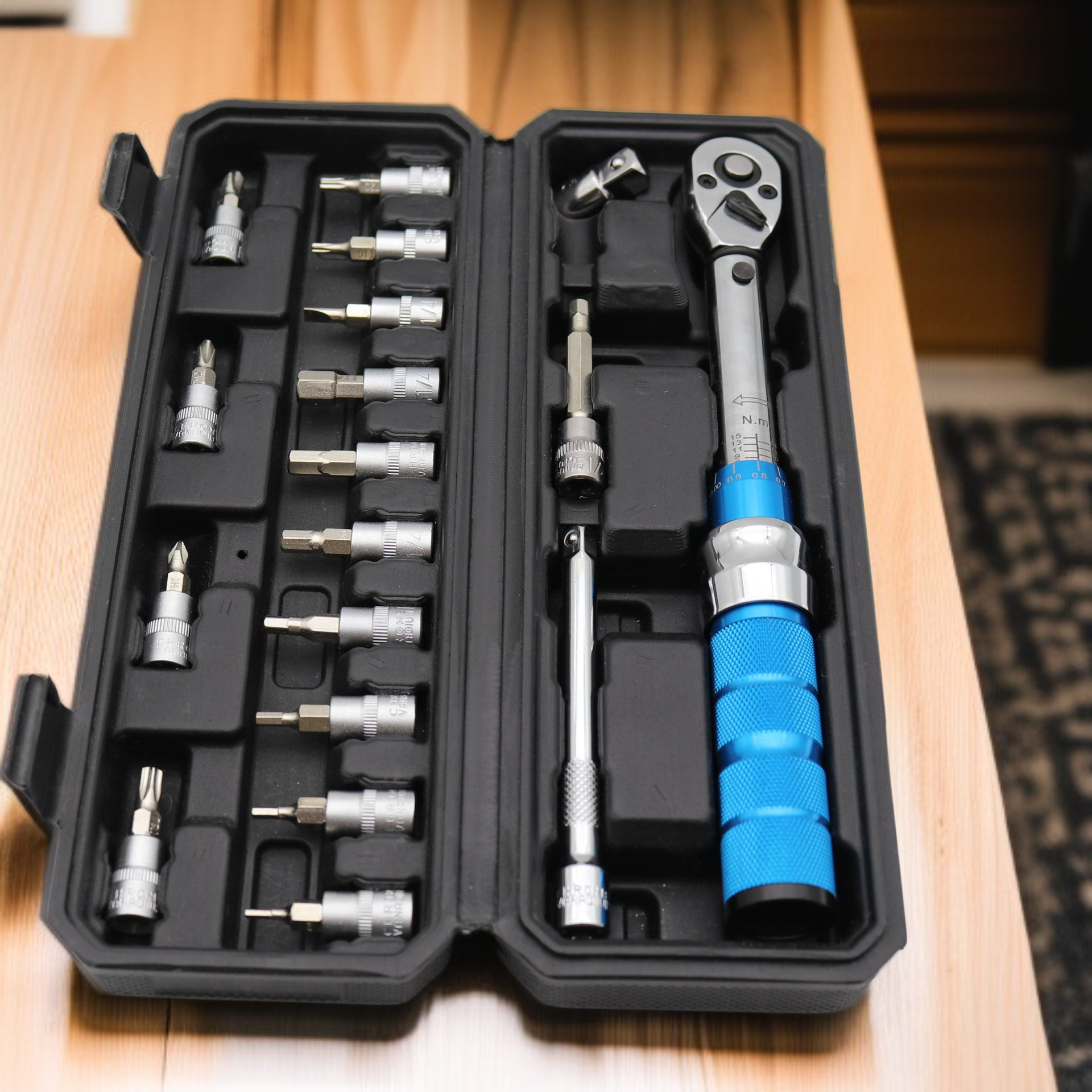 Heavy-duty torque wrench in use on machinery