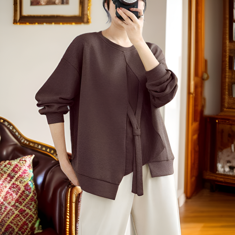 韓国風ゆったり大きいサイズ切り替えスウェット 春新作 レディース