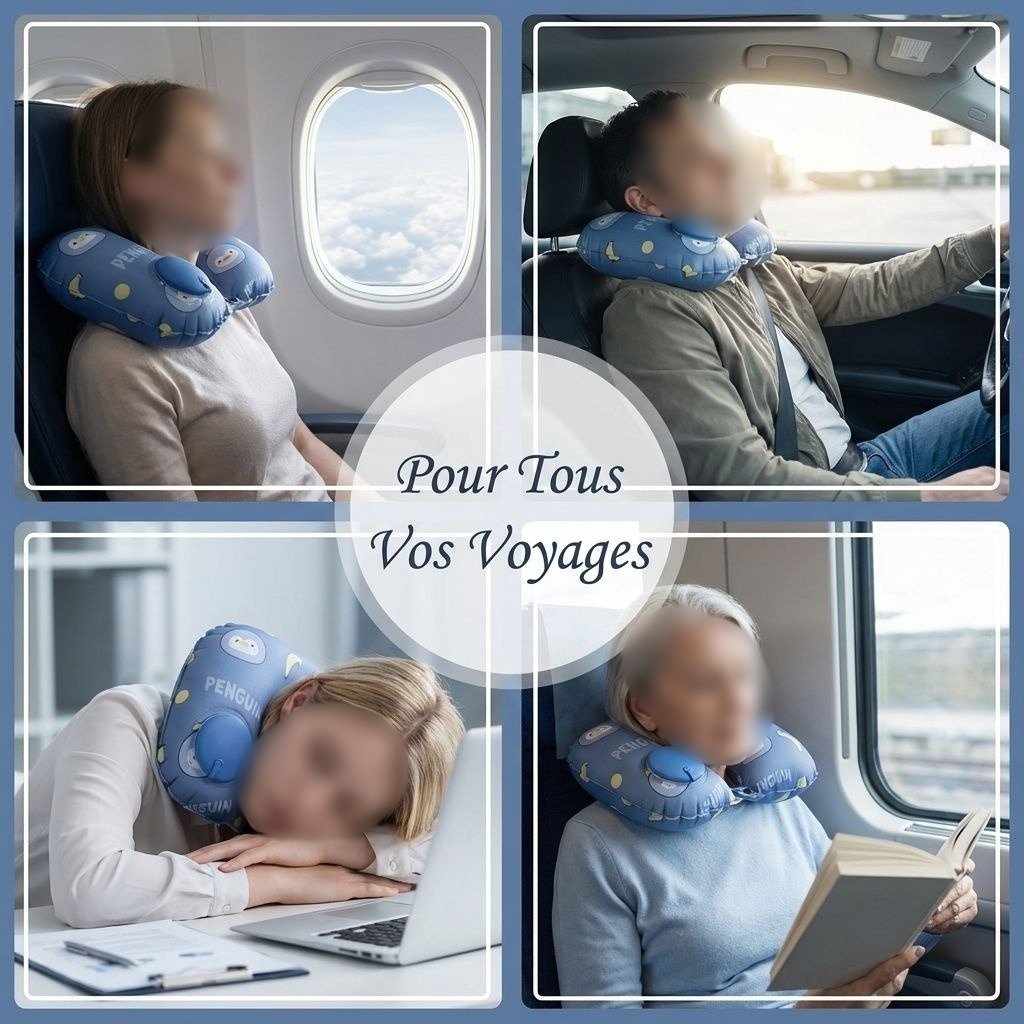 Oreiller de voyage gonflable en forme de U