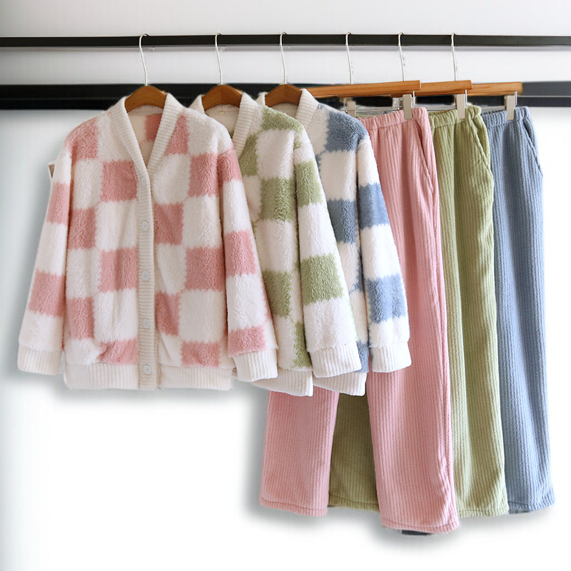 レディース秋冬ギャザーパジャマセット全体画像