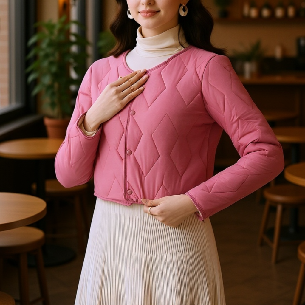 レディース冬用綿詰めコート、おしゃれな綿トップ、フリース裏地付きショート丈綿詰めジャケット、暖かい裏地。