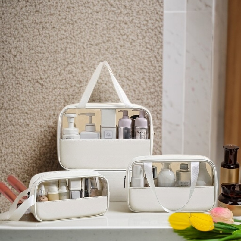 透明大容量ウォッシュバッグ 防水携帯用ハンドヘルド化粧品バッグ 旅行用大容量収納バッグ
