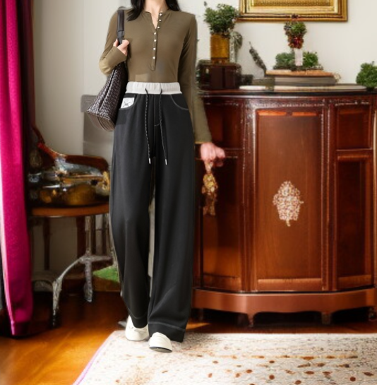 남성 모델 착용 와이드 슬림 일자핏 치노 데님 팬츠