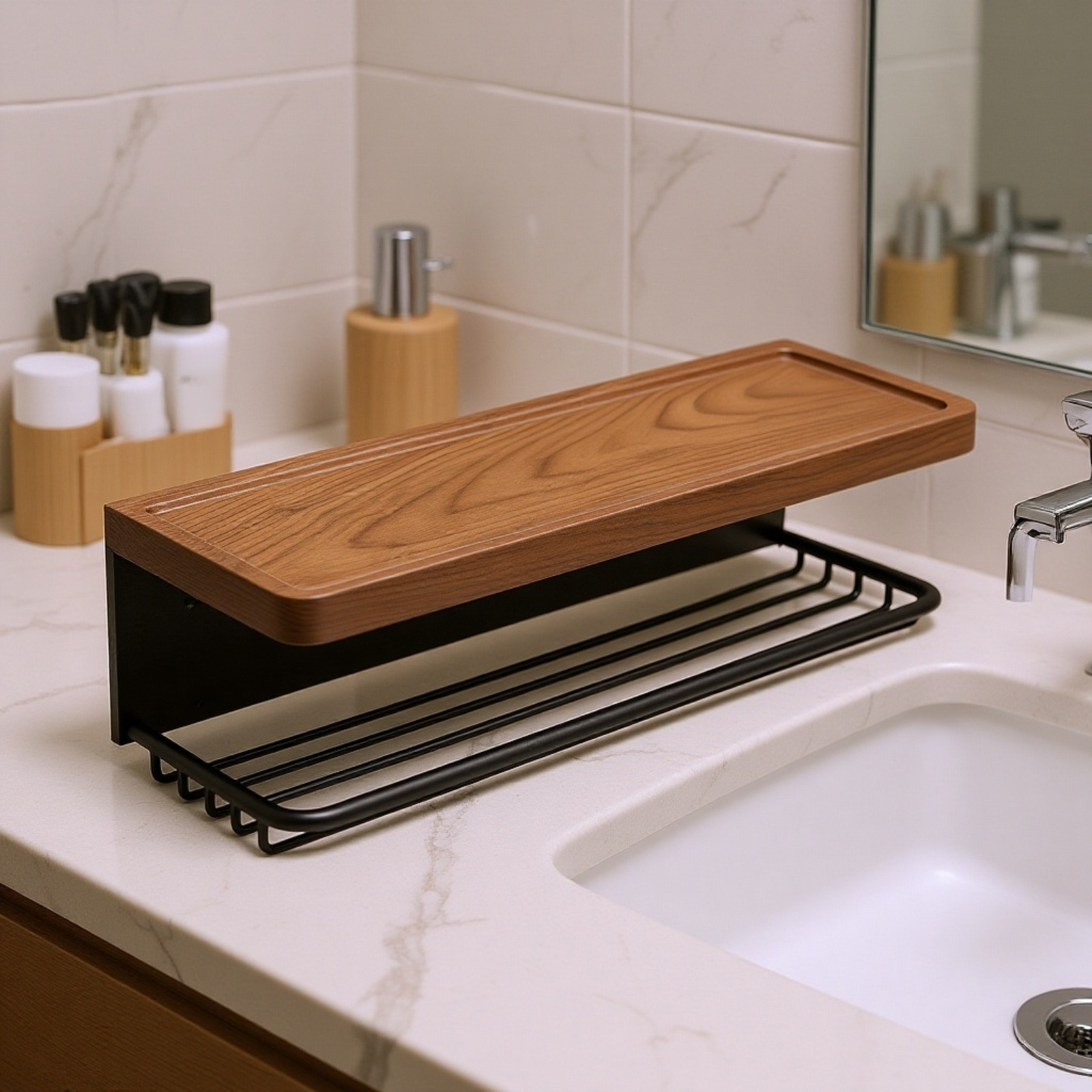 월넛 욕실 티슈 박스