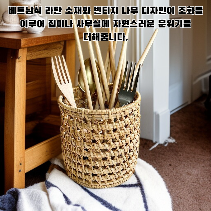 베트남식 라탄 빈티지 나무로 짠 펜홀더