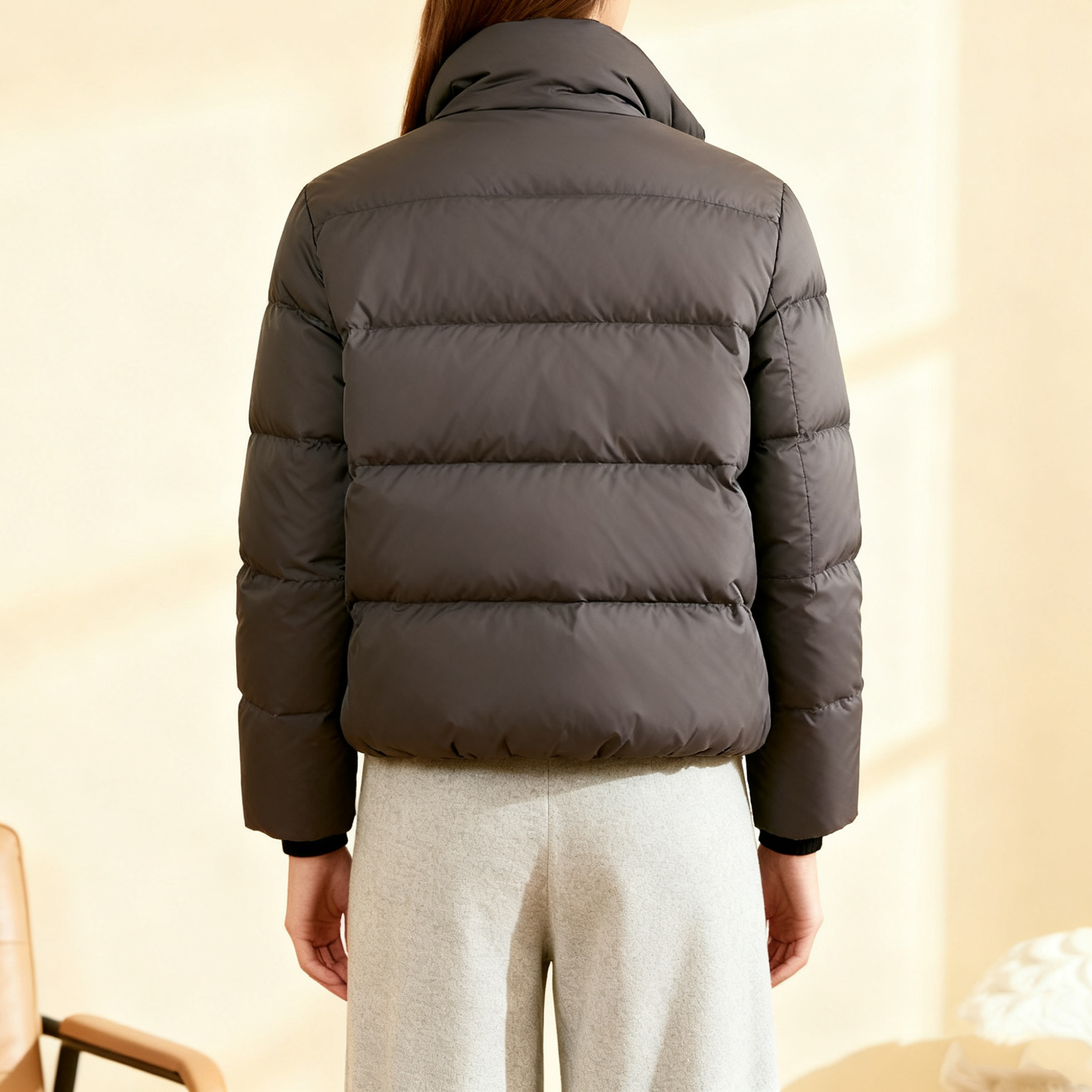 여성용 짧은 블랙 패딩 점퍼