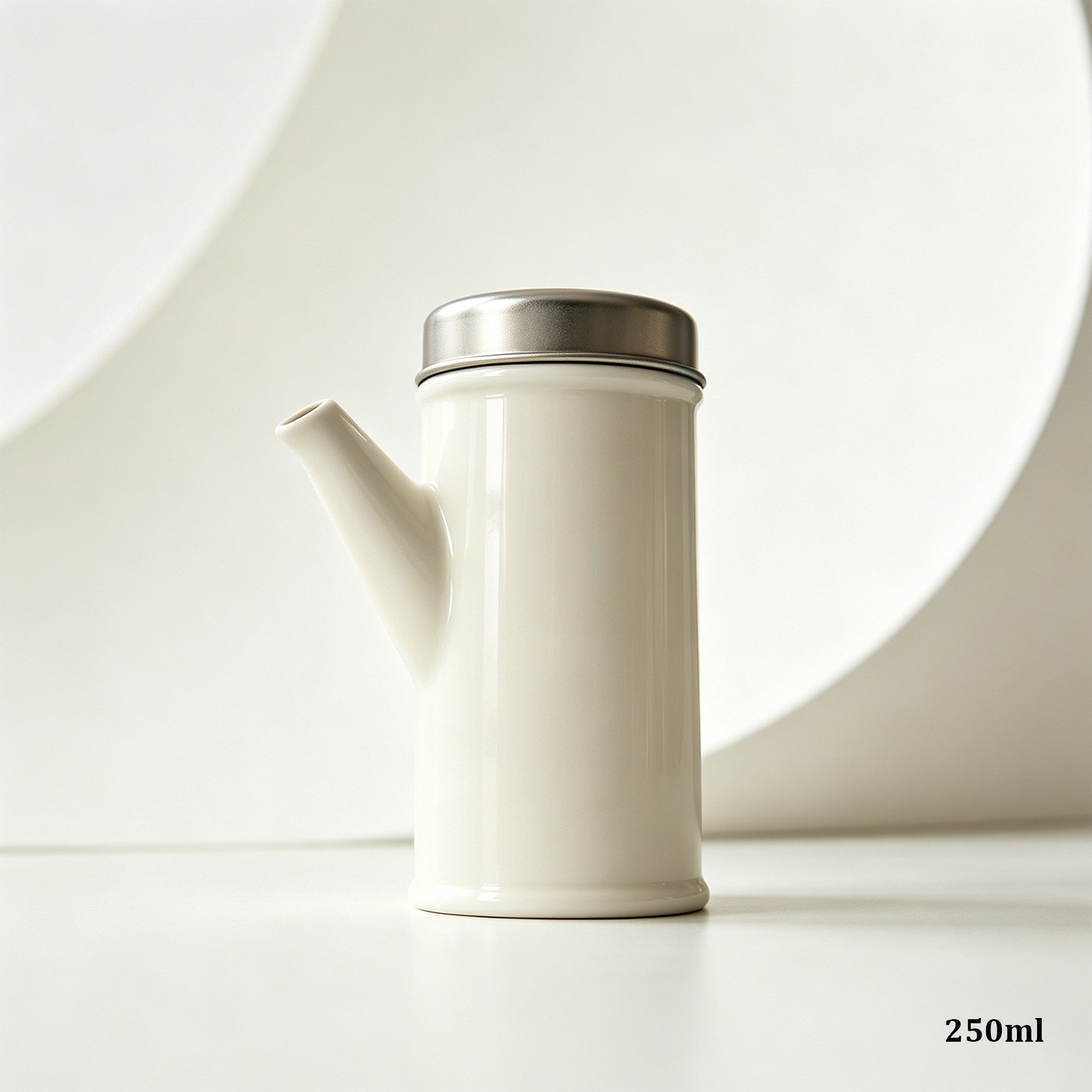 キッチンに置いた乳白色オイルボトルのイメージ