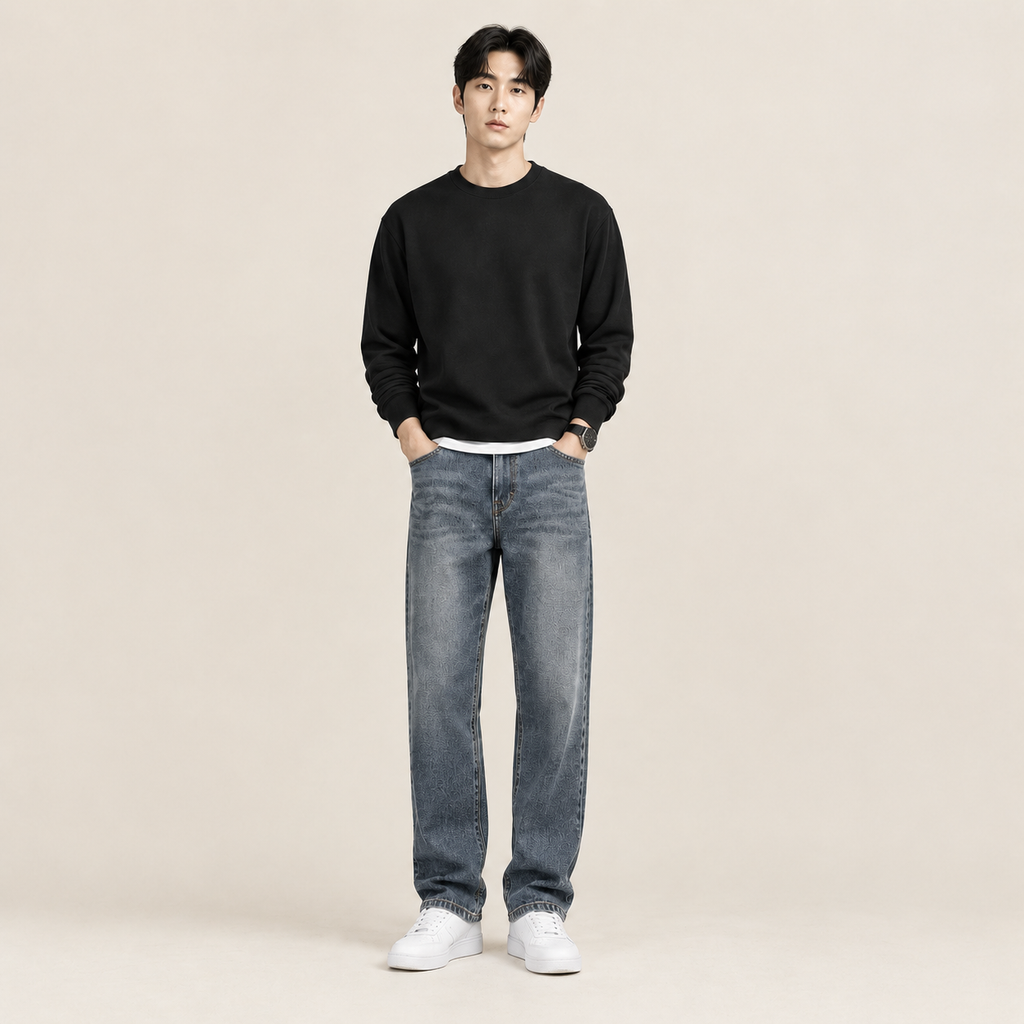 봄, 가을, 겨울 신상 패션 빈티지 스트레이트 남성 청바지