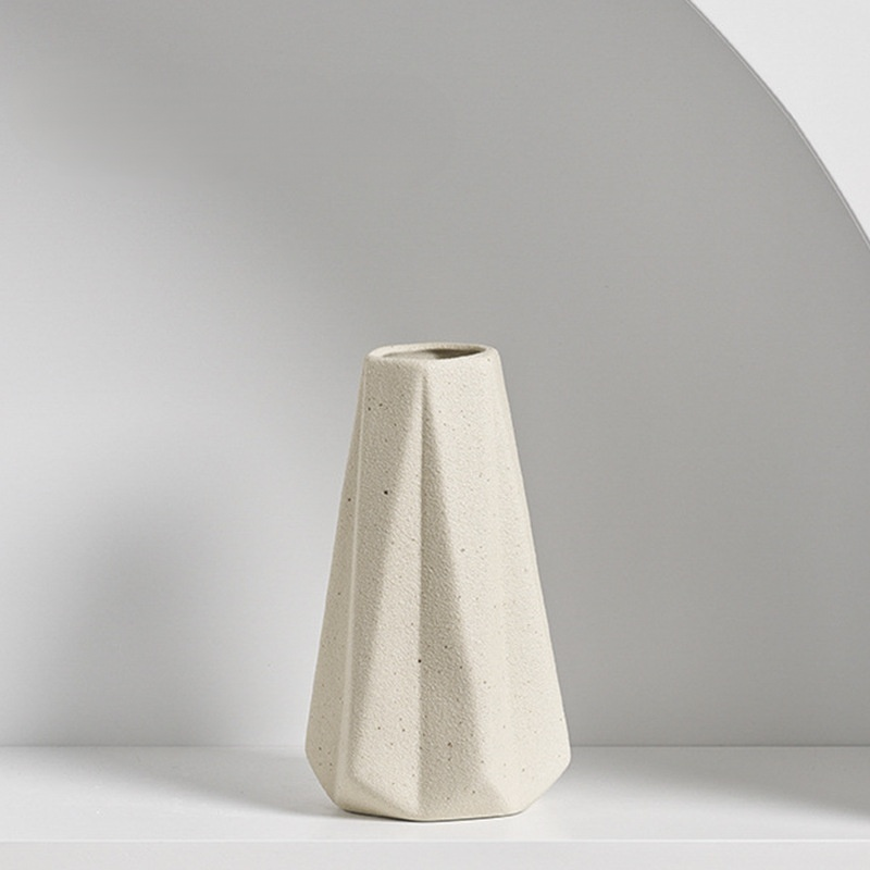 マット仕上げ純白セラミック花瓶 リビング用フラワーベース