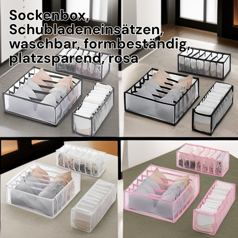 Annhua Schubladen Organizer für Unterwäsche und Socken, Formstabil, Faltbar, 3er-Set, Pink