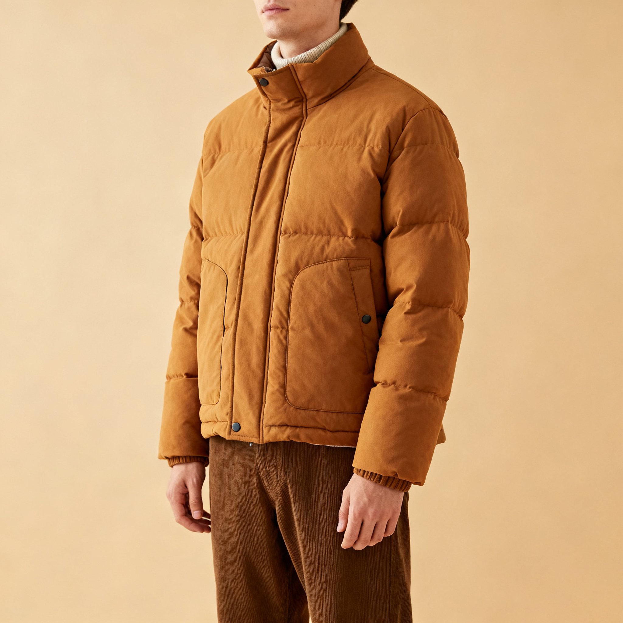 立ち襟・大きなポケット付きコットンジャケット