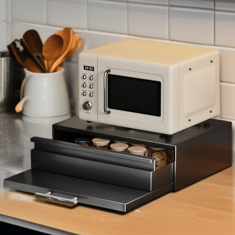 引き出しブラケット付きラックの側面写真