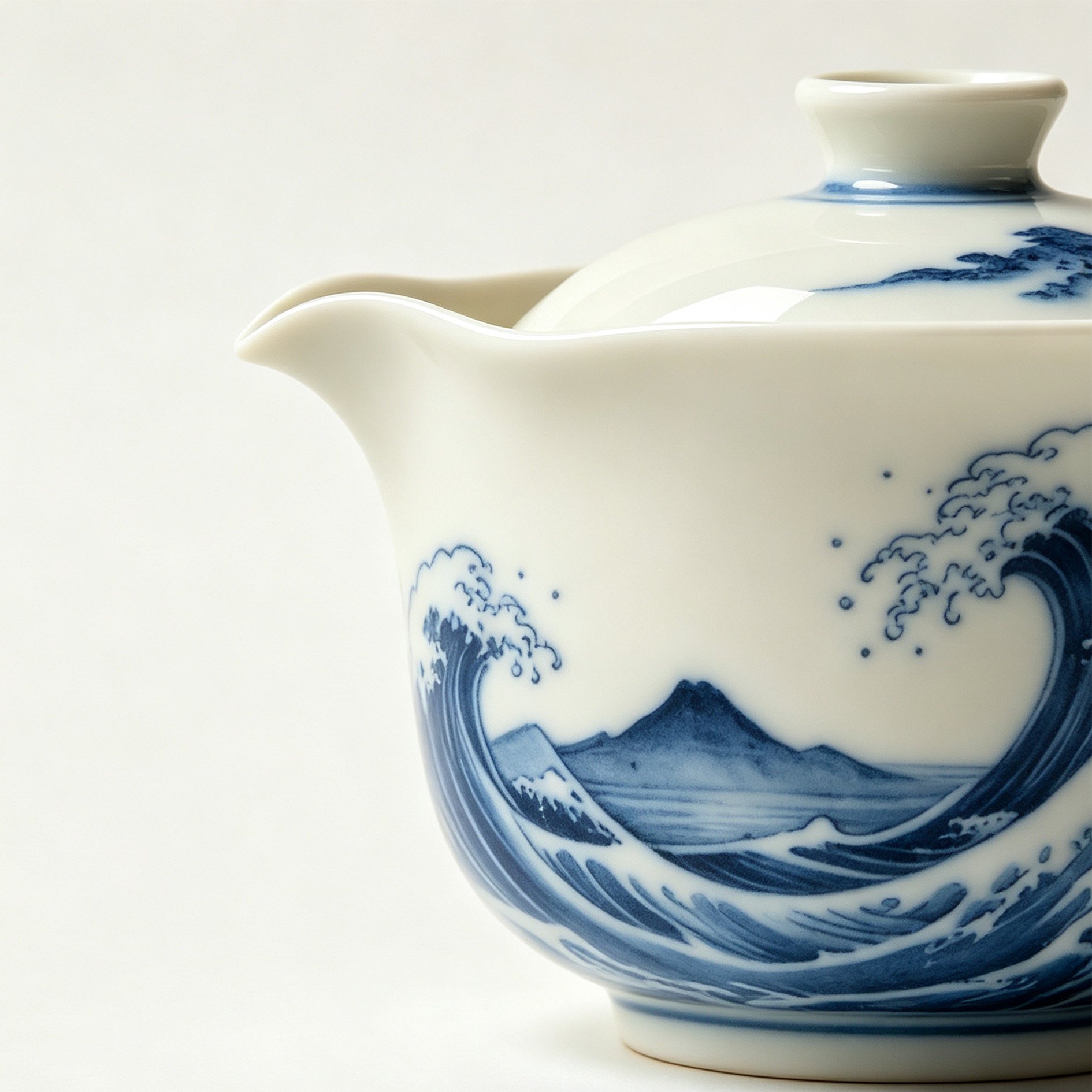 景徳鎮手描き青白磁茶器セット全体写真