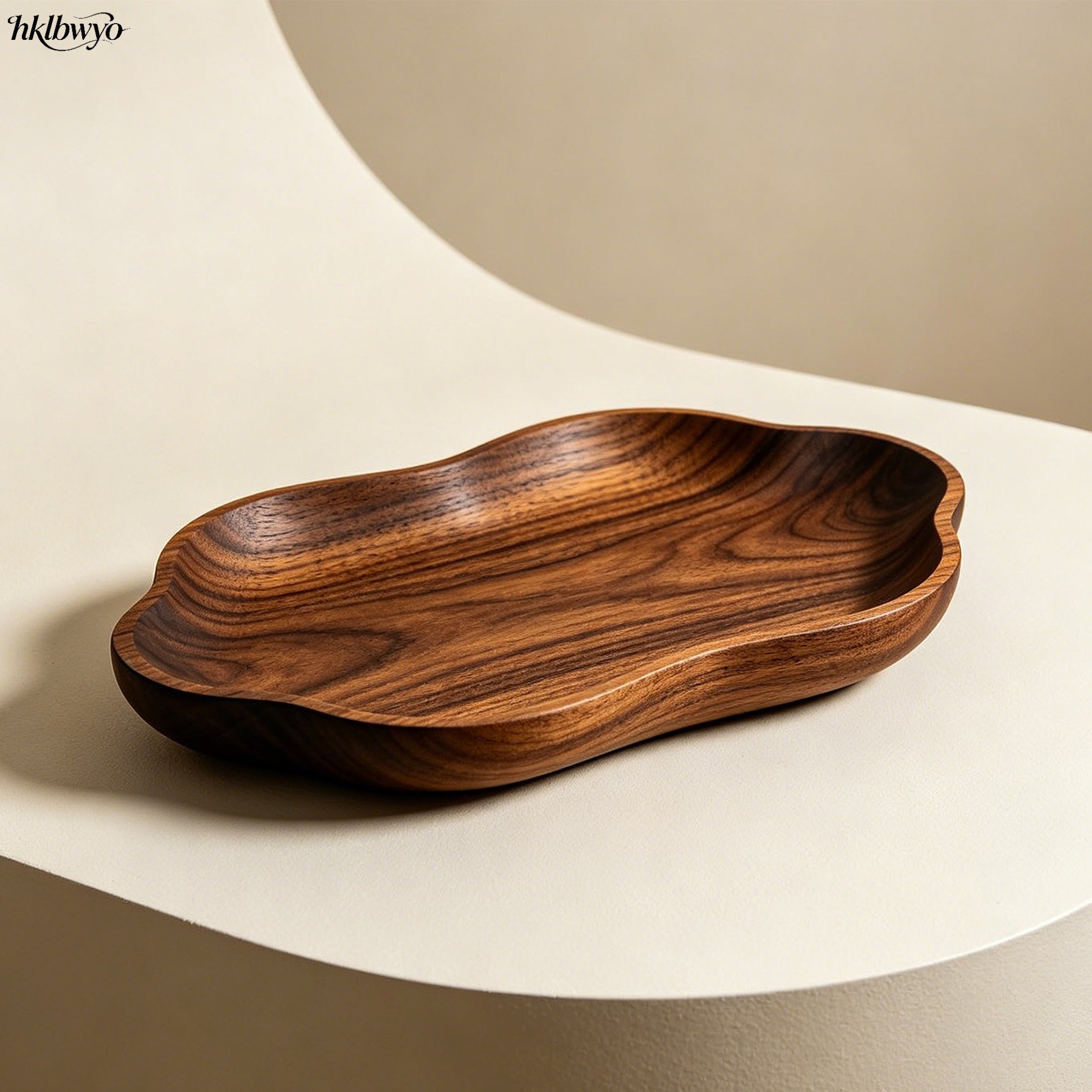 Walnut wood irregularly shaped trays (3 pieces)