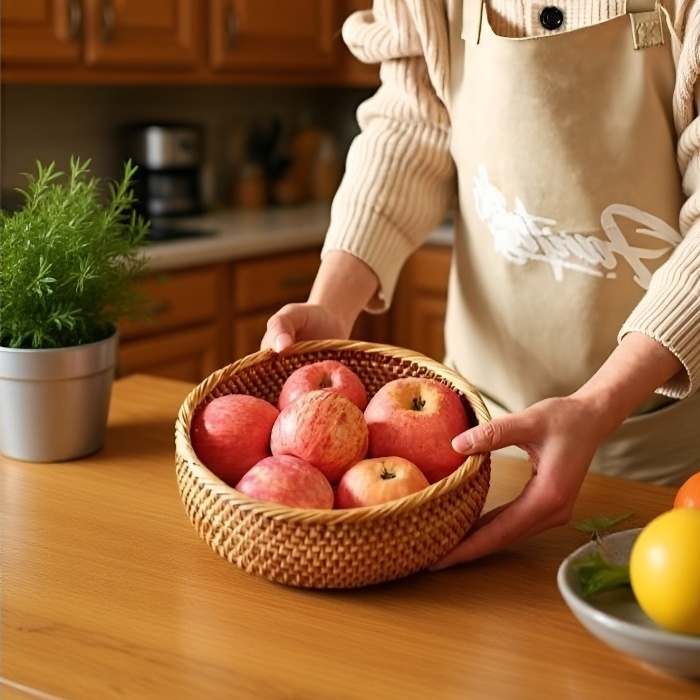 Cesta decorativa redonda de ratán