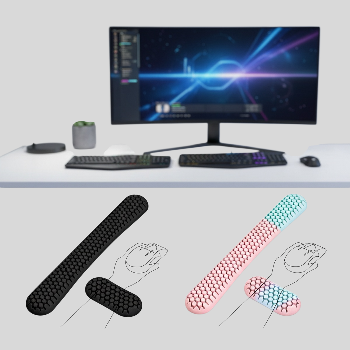 Gaming mouse wrist pad with ventilation