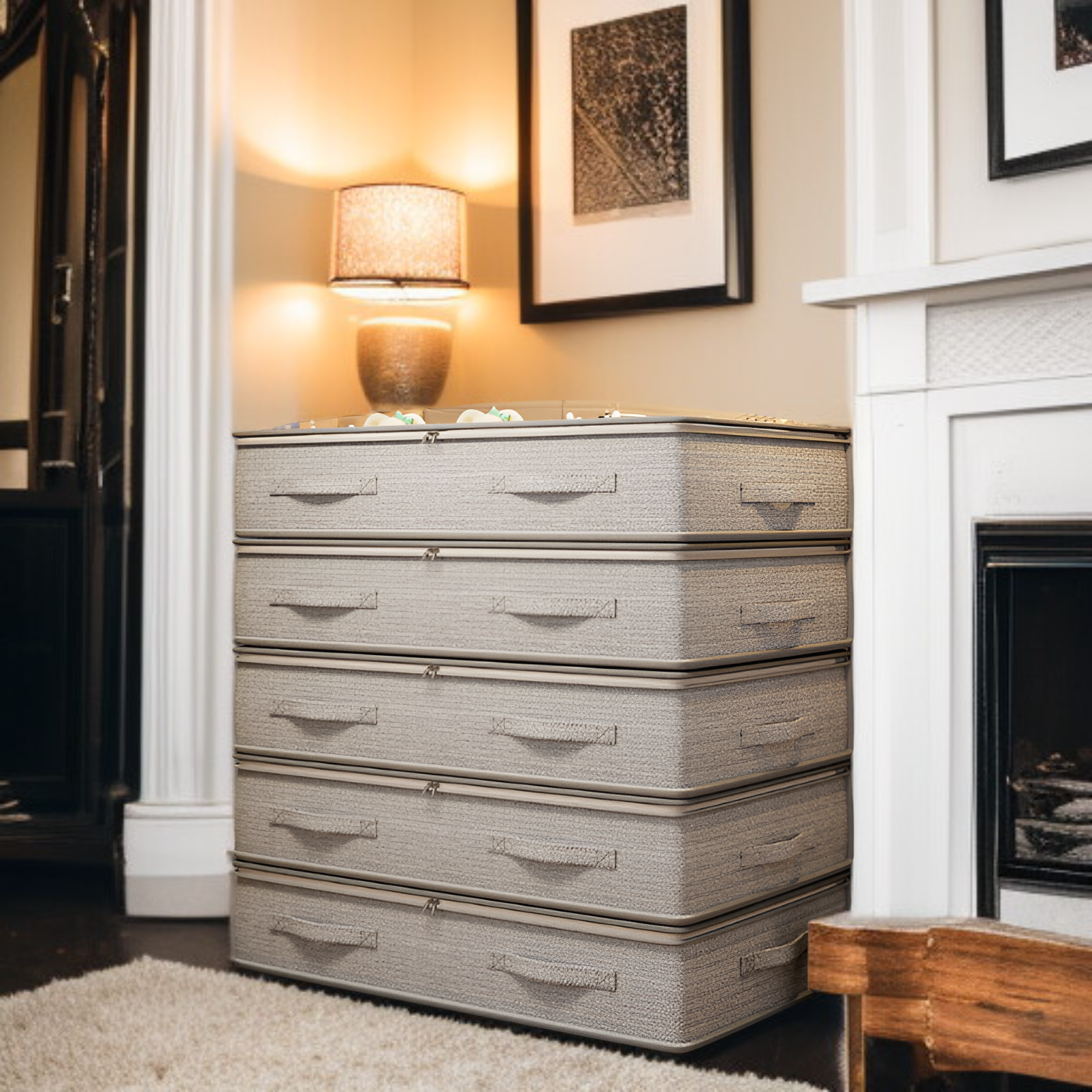 Organizador debajo de la cama para ropa, caja de almacenamiento