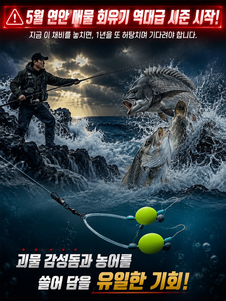 【바닥 걸림 작별, 효과적으로 입질률 상승】조절 필요 없는 바닥 방지 이중 바늘