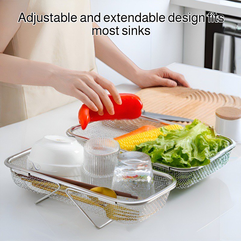 Extendable stainless steel multi-functional drain basket