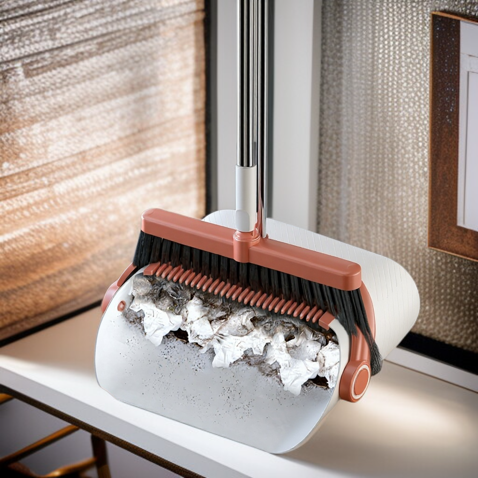 ほうきとちりとりがセットになった掃除用品