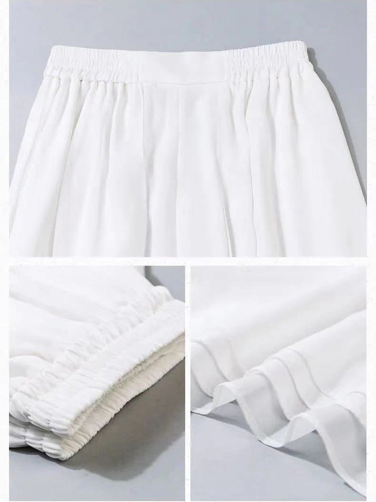 きれいめシフォンのワイドパンツ・ハイウエストで軽やか、ふんわりとしたルーズシルエット