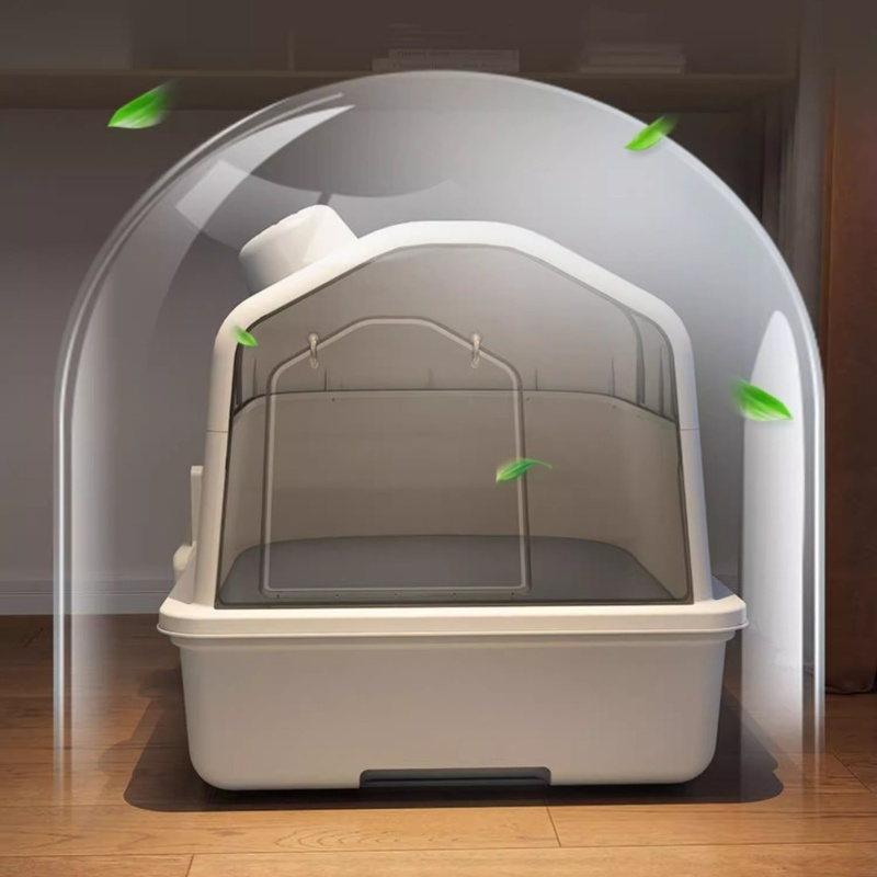 Arenero para gatos completamente cerrado y extra grande, antiolor