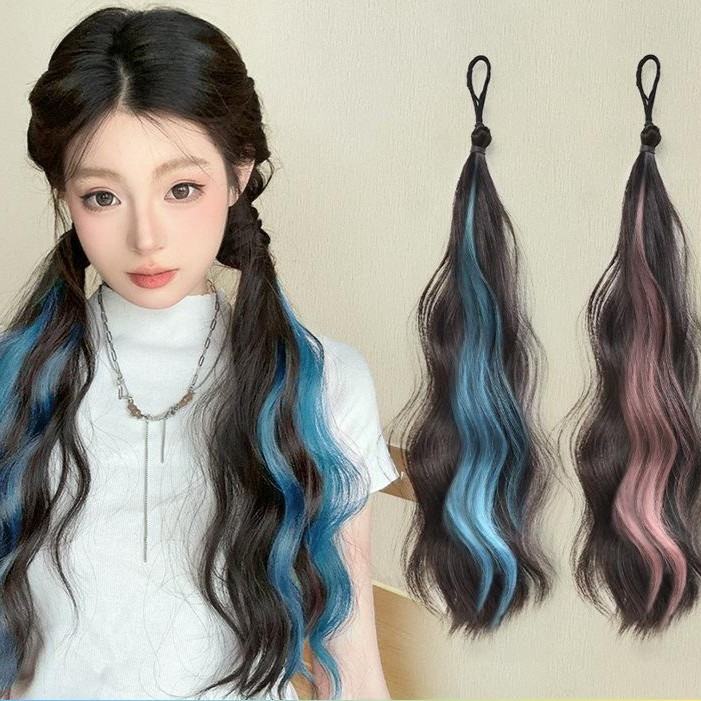 彩色挑染馬尾假髮辮子