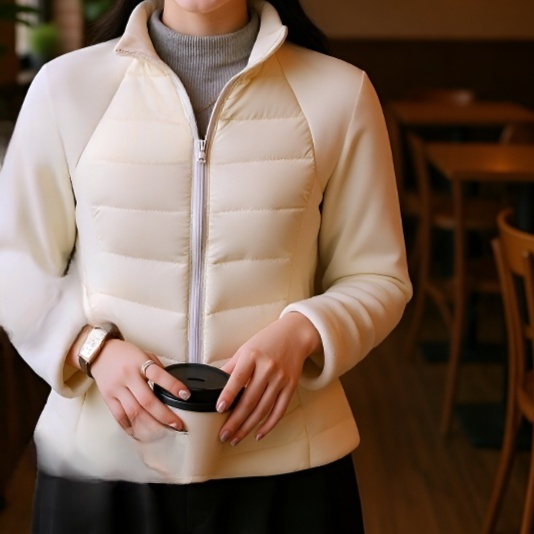 여성 아웃도어 패딩 화이트 슬림 트레이닝 아우터 하이넥 구속 없는 패딩