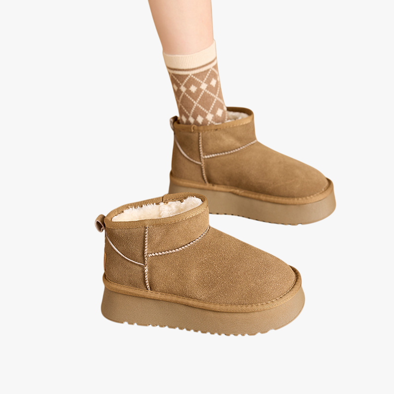 여성 북동부 앵클 부츠 융털 도톰 워커 플랫 스노우 슈즈