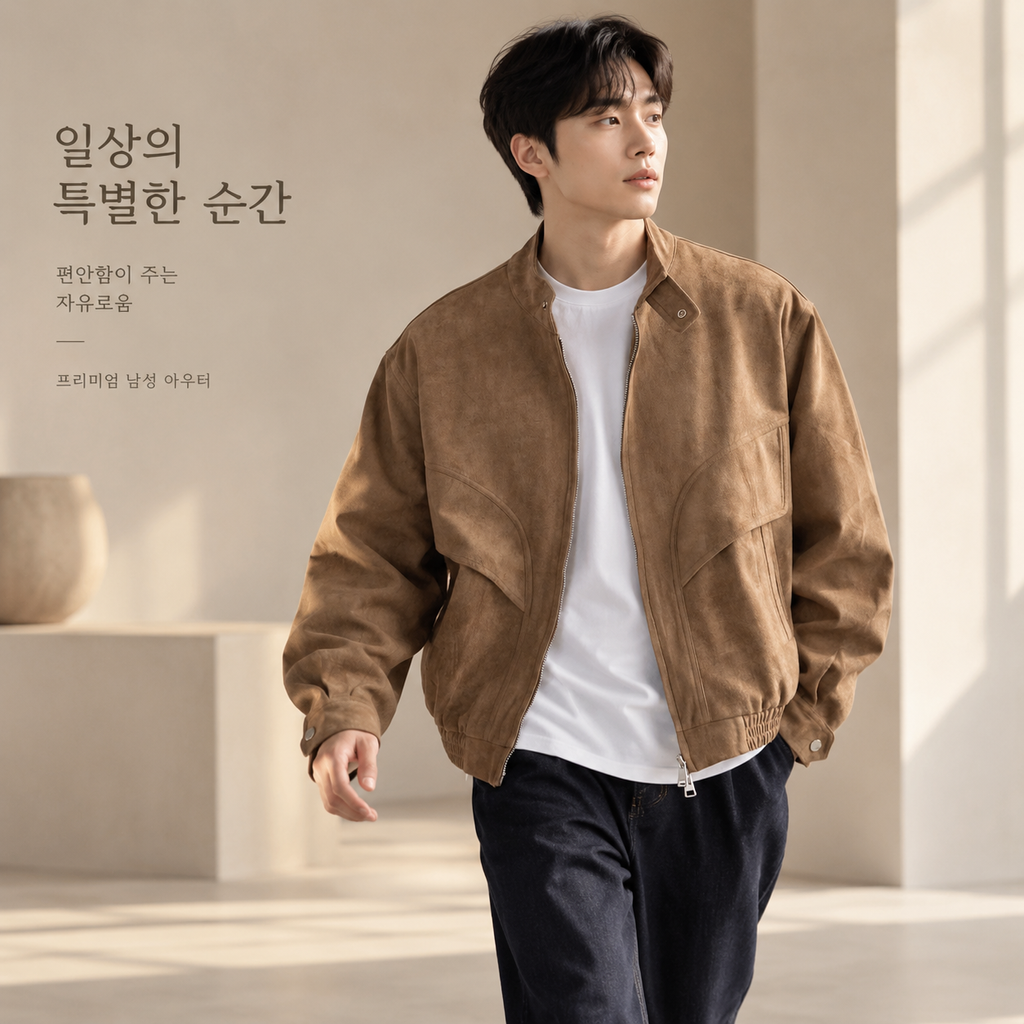 남성 빈티지 스탠드넥 스웨이드 자켓 가을 옷
