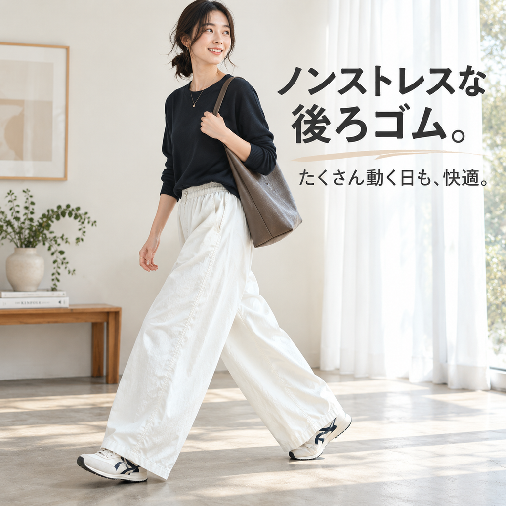 女性用春秋ゆったりバルーンパンツ 九分丈
