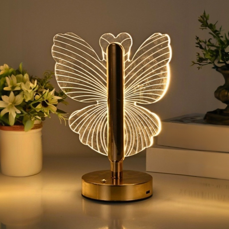 Lámpara de ambiente con diseño de mariposa nórdica para cabecera de cama