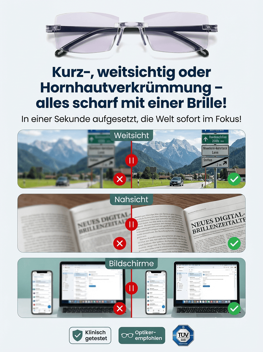 【Von Augenexperten empfohlen】In einer Sekunde aufgesetzt, die Welt sofort im Fokus!