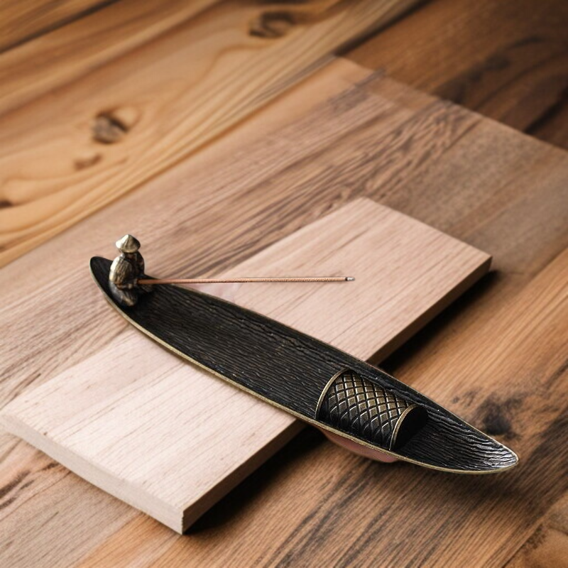 葉子造型臥香爐與線香搭配