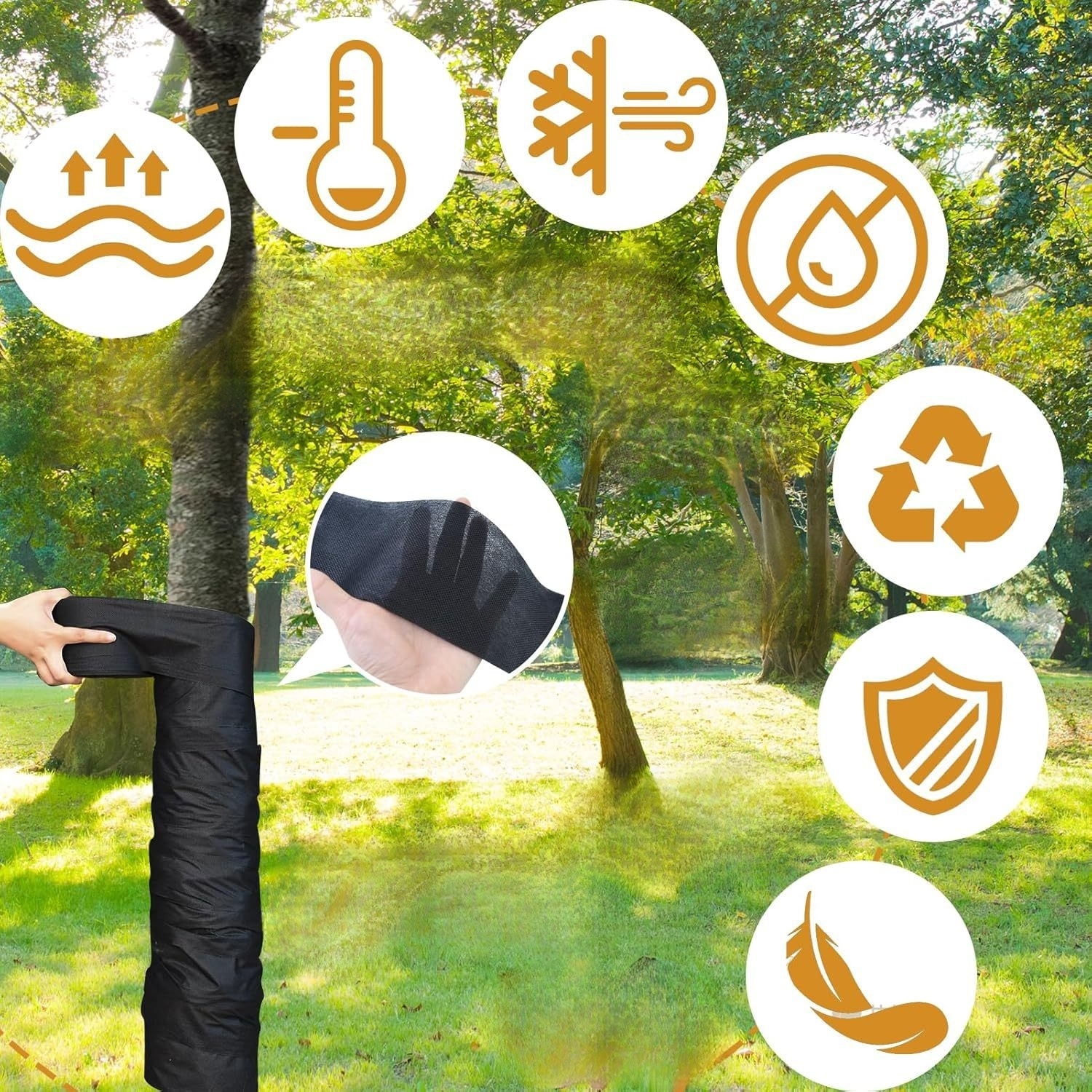 Black widened tree trunk protective cloth, cold-proof tree wrapping strip, heat-insulating non-woven