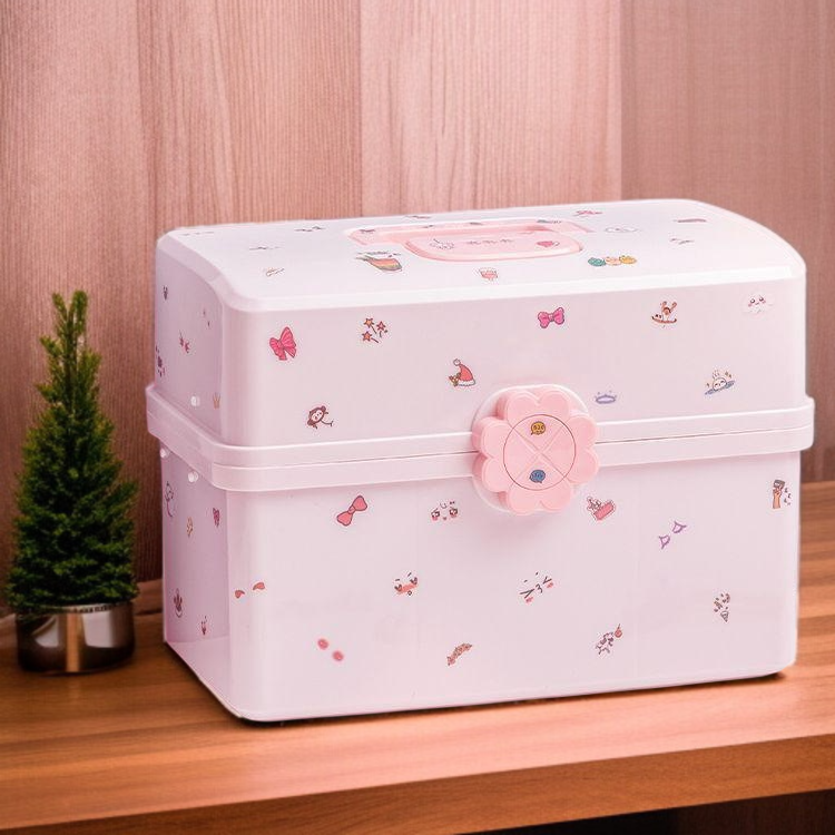 Pink multi-layer hair accessory storage box