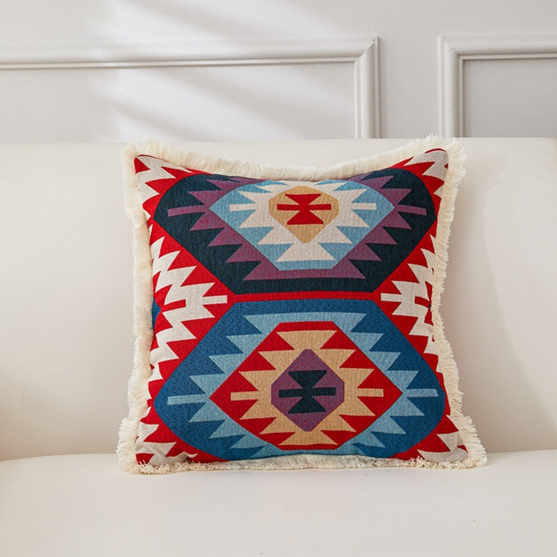 Coussin décoratif rétro en coton et lin