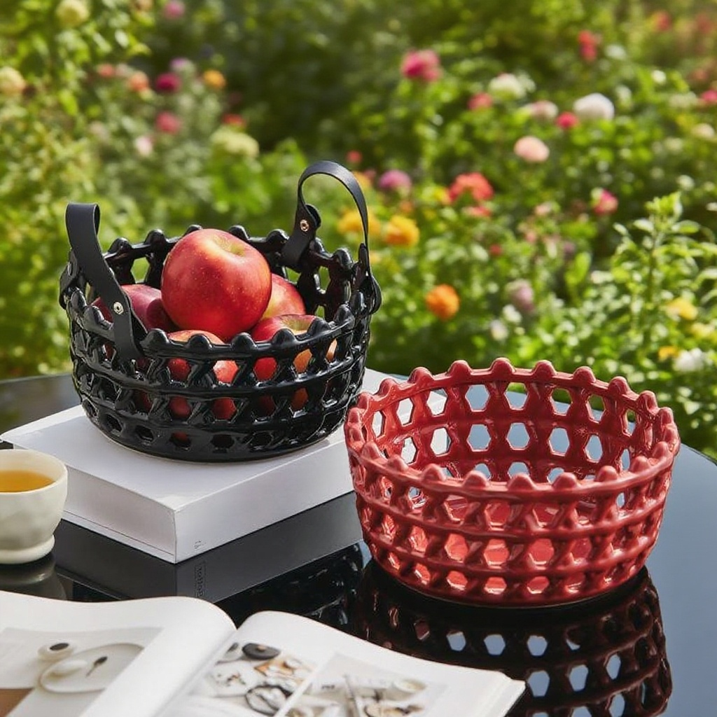 가정용 도자기 펀칭 과일 바구니