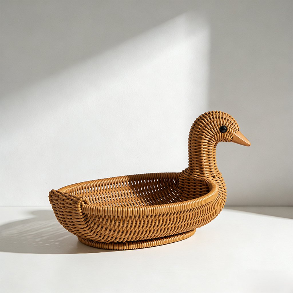 アヒル型ラタンバスケット