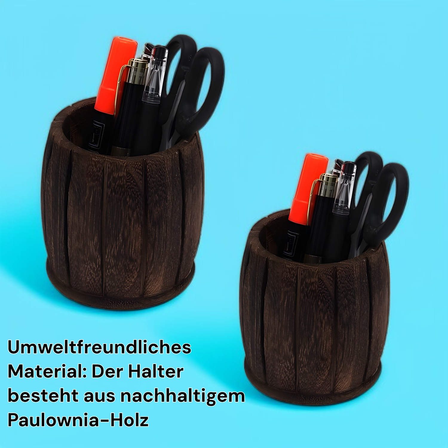 Schreibtisch-Stiftehalter aus Paulownia-Holzkohle