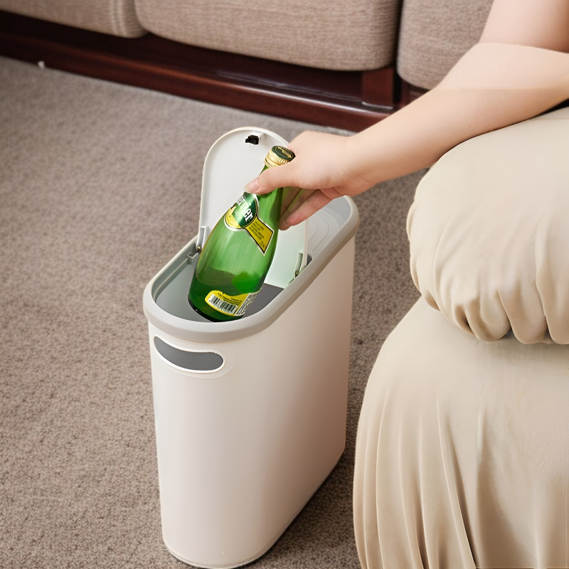 クリエイティブゴミ箱 家庭用トイレゴミ箱 リビングルーム キッチンゴミ箱 バスルーム 隙間ゴミ箱 蓋付き プッシュ式ゴミ箱