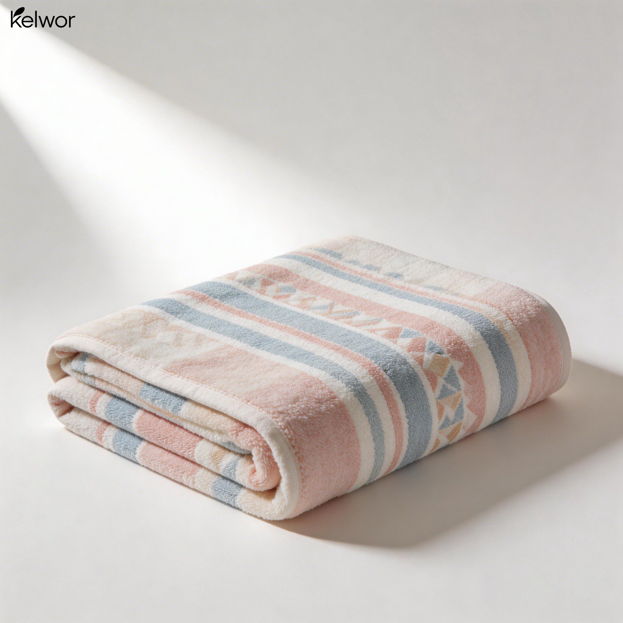 Miękki bawełniany koc ręcznikowy w salonie