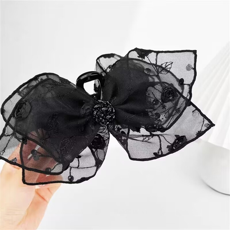 ローズ刺繍両面クリップ