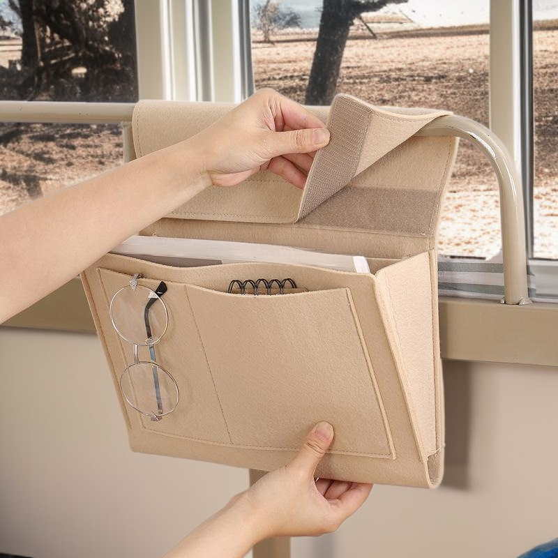 ベッドサイド吊り下げフェルト収納バッグ ソファやベッド用 学生寮対応