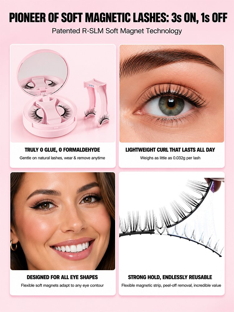 [No glue, no removal hassle; achieve perfect lashes in 3 seconds] Magnetic False Eyelashes