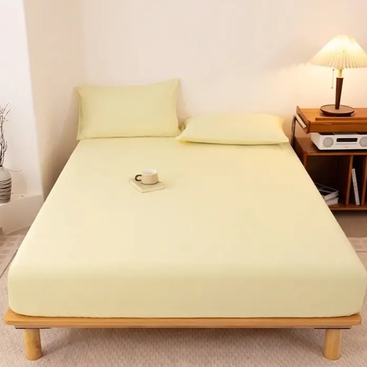 水洗磨毛純色床笠單件防滑床套床罩全包床墊保護罩
