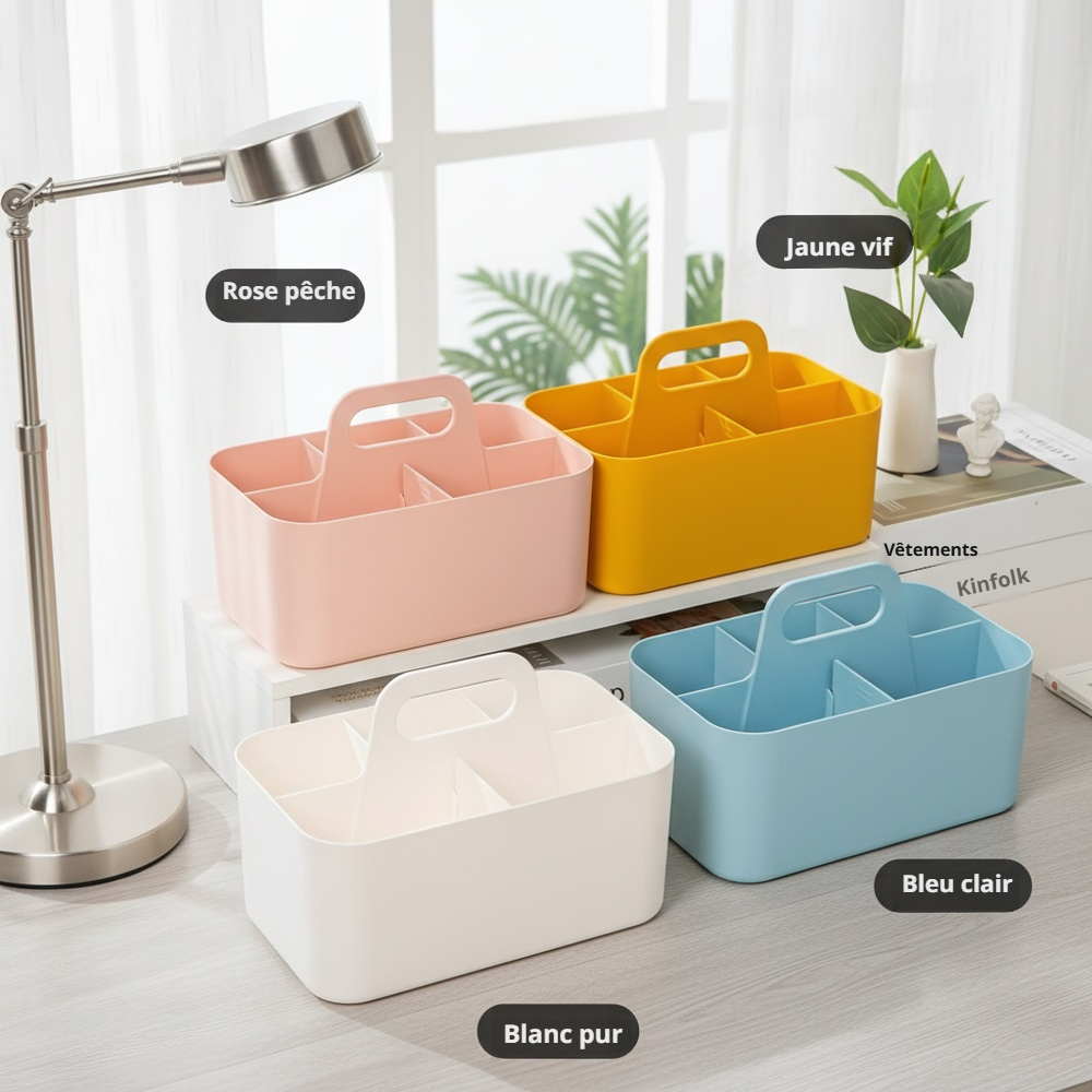 Boîte de rangement empilable avec couvercle sécurisé